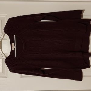 Loft Outlet Petites Burgundy Long Sleeve Knit Sweater, Size Medium Petite